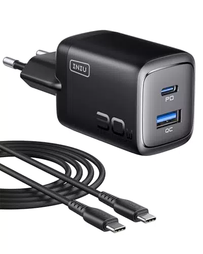 INIU 30W USB C Ladegerät mit 2-Ports – PD 3.0 Schnellladegerät für iPhone und Samsung