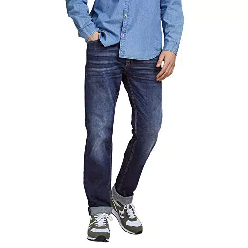 JACK & JONES Jeans Regular Fit Denim Stone Washed Mid Waist mit Heller Naht JJICLARK JJORIGINAL