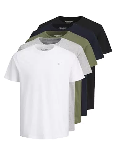 JACK & JONES Herren T-Shirt O-Neck JJECorp Logo Tee mit Frontprint 12151955 Navy Blazer L
