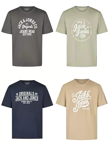 JACK & JONES T-Shirt Herren JJLINO Regular Fit Rundhals Kurzarm Sommermode