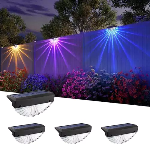 JACKYLED Solarlampen für Garten – RGB LED mit 180° Fächerlicht, wasserdicht