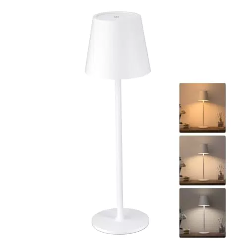 JACKYLED Kabellose Tischlampe mit 5000mAh Akku, höhenverstellbar und dimmbar