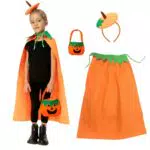 JINGTOPS Halloween Umhang Kürbis Kostüm für Kinder, Karneval und Cosplay