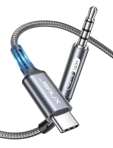 JSAUX USB-C auf AUX Kabel 3,5 mm – Kompatibel mit iPhone 15 Pro Max, Samsung Galaxy S24