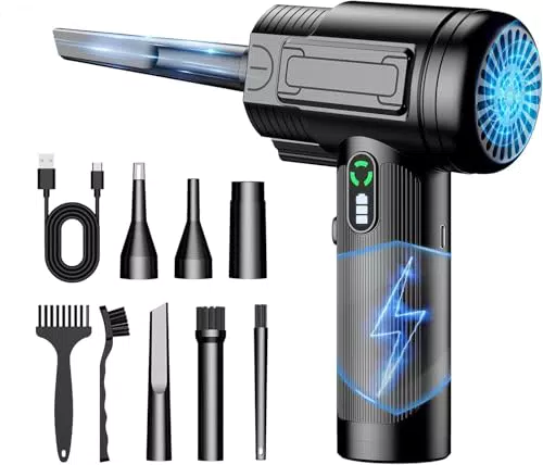 Akku Druckluftgebläse mit LED, 3-Stufen, USB-C, 2000mAh für PC und Bürogeräte