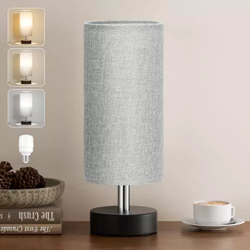 Kakanuo Nachttischlampe Klein mit Kabelschalter und 3 Farbtemperaturen