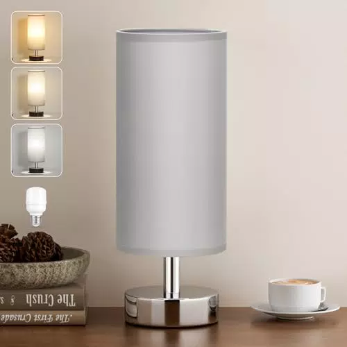 Kakanuo Nachttischlampe Klein mit Kabelschalter und 3 Farbtemperaturen