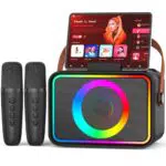 Karaoke Maschine mit 2 Mikrofonen – Tragbare Bluetooth Karaoke Box für Erwachsene und Kinder