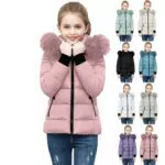 KODMNSW Mädchen Steppjacke mit abnehmbarer Fellkapuze - warme Winterjacke