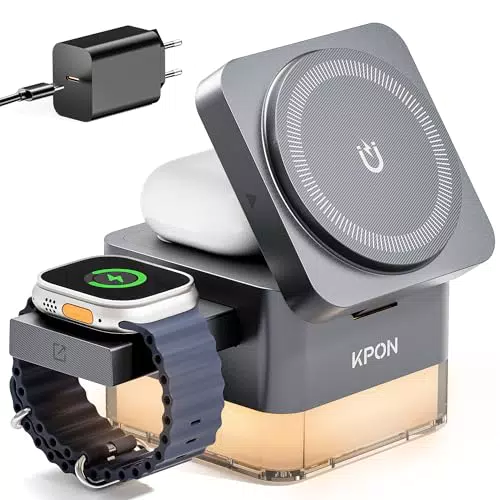 KPON 3-in-1 Induktive Ladestation für Apple Watch und iPhone mit MagSafe