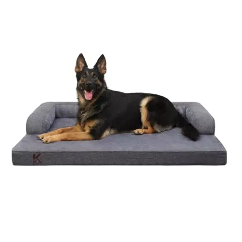 KSIIA Orthopädisches Hundebett für große Hunde, abnehmbarer und waschbarer Bezug