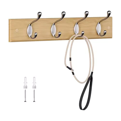 LaFleurs Garderobenhaken aus Holz – Moderne Wandgarderobe mit 4 Haken