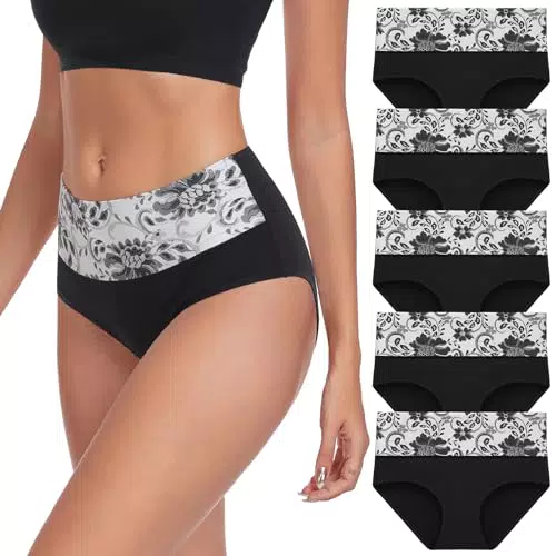 Lapulas Damen Unterhosen Baumwolle Atmungsaktiv Hohe Taille Stretch Pantys