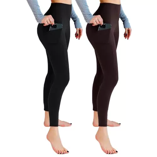 Leafigure High Waist Sport Leggings Damen mit Taschen für Yoga und Fitness