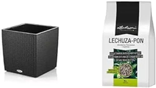 LECHUZA CUBE Cottage, Hochwertiger Kunststoff mit Bewässerungssystem, Innen- und Außenbereich