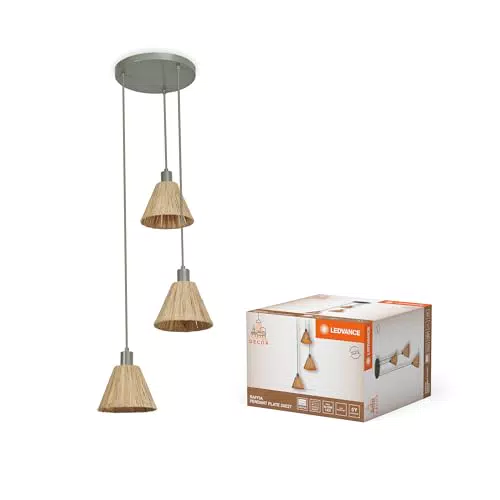 LEDVANCE Pendelleuchte Decor Raffia Plate aus recyceltem Material, E27