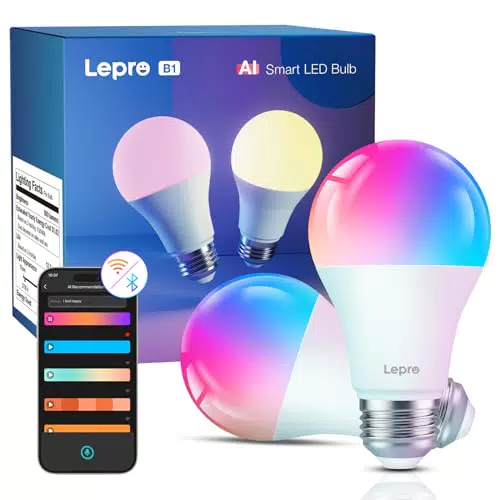 Lepro AI B1 Smart Glühbirne E27, dimmbar, WiFi & Bluetooth, kompatibel mit Alexa/Google Assistant