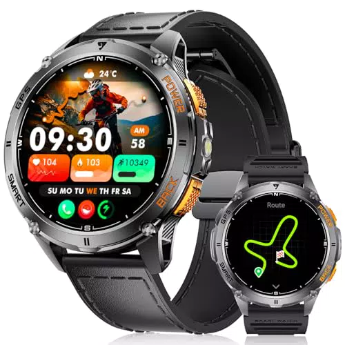 LIGE GPS Smartwatch Herren mit 1,43 Zoll AMOLED, wasserdicht und 170+ Sportmodi