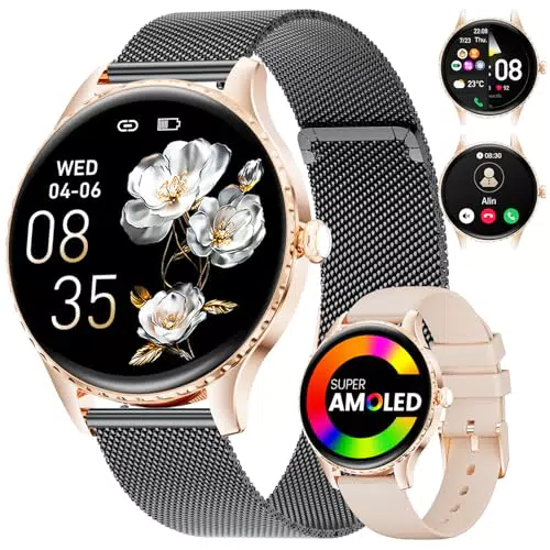 LIGE Smartwatch Damen 2025, 1,32'' AMOLED Display, IP68 Wasserdicht, Fitnessuhr