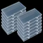 LJY Mini-Aufbewahrungsbox aus klarem Kunststoff mit Scharnierdeckel 15,5 x 8,5 x 3 cm