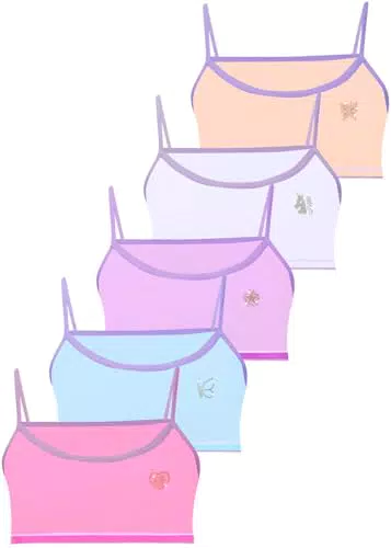 LOREZA 5 Mädchen Bustier aus Baumwolle mit Strass - Breite Träger