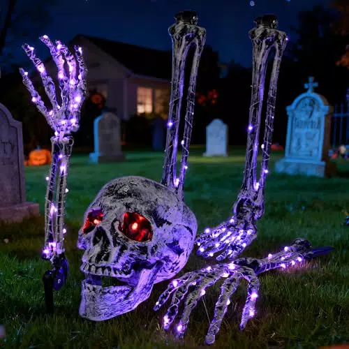 LustLocke Halloween Skelett Dekoration mit 134 LEDs und 8 Lichtmodi, IP65 wasserdicht