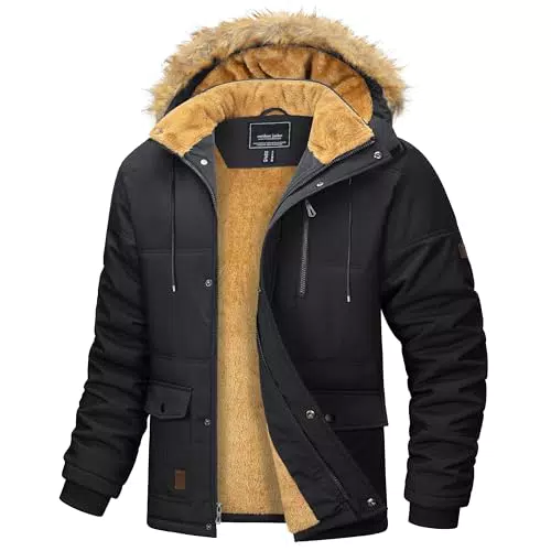 MAGCOMSEN Herren Parka Jacke gefüttert - Winddichte Winter Outdoorjacke
