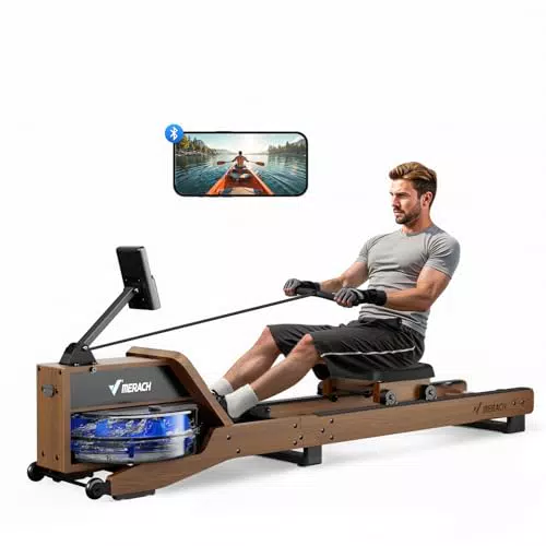 MERACH Rudergerät aus Holz, klappbar mit Display und bequemem Sitz, Modell R23