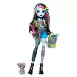Monster High Frankie Stein Puppe mit Jeansjacke, Hund Watzie und Zubehör