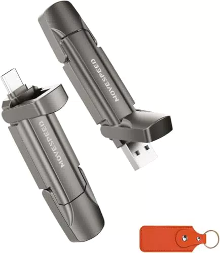 MOVE SPEED USB-C Stick 2TB – Hochgeschwindigkeit mit 1000 MB/s und Lederetui
