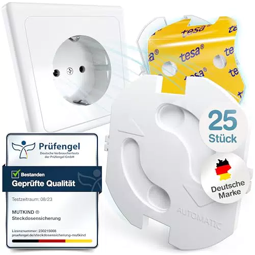 MUTKIND 25x Steckdosen Kindersicherung - Steckdosenschutz Kindersicherung mit Drehmechanik - Kindersicherung Steckdose - Steckdosensicherung Baby