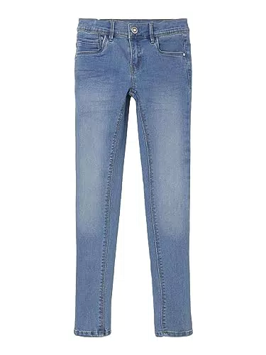 NAME IT Mädchen Nkfpolly Dnmatasis Pant Noos Hose, Light Grey Denim