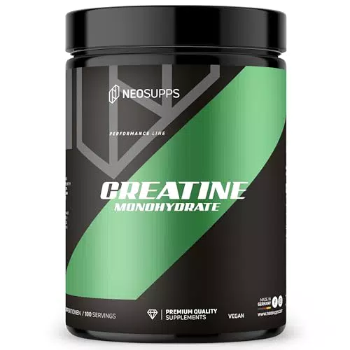 Neosupps Kreatin Monohydrat – 100 % rein, vegan, geschmacksneutral für Sportler