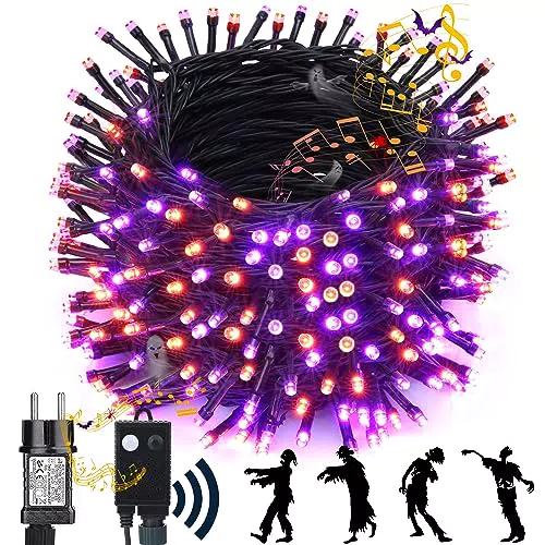NEXVIN Halloween Deko Außen mit Lichterkette und Horrorsound, wasserdicht