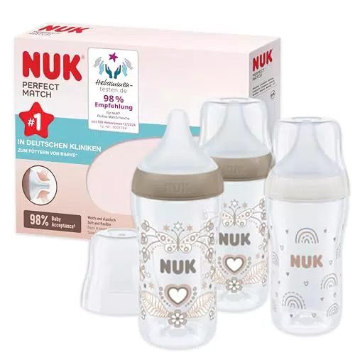 NUK Perfect Match Babyflasche 260 ml | Anti-Kolik | Temperaturkontrolle | BPA-frei