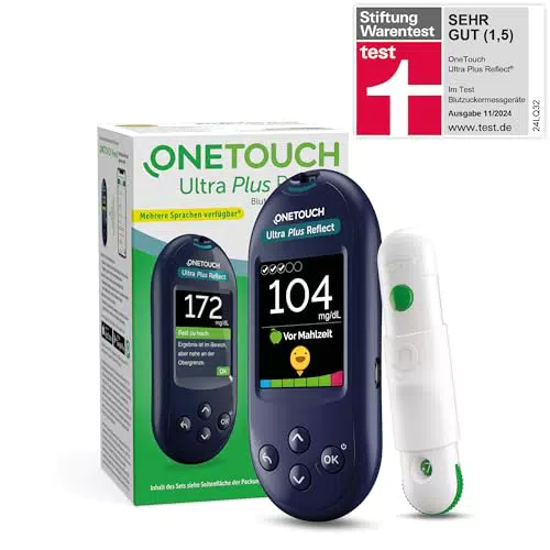 Blutzuckermesssystem OneTouch Ultra Plus Reflect für Diabetes - Inkl. Messgerät, Teststreifen, Stechhilfe, Lanzetten, Etui & Batterien