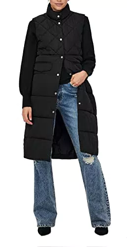ONLY Damen Lange Puffer Weste, Wattierte Stepp Übergangsjacke