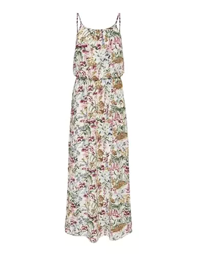 ONLY Damen Ärmelloses Maxi Blusenkleid, Lang Gepunktetes Print Tunika Dress