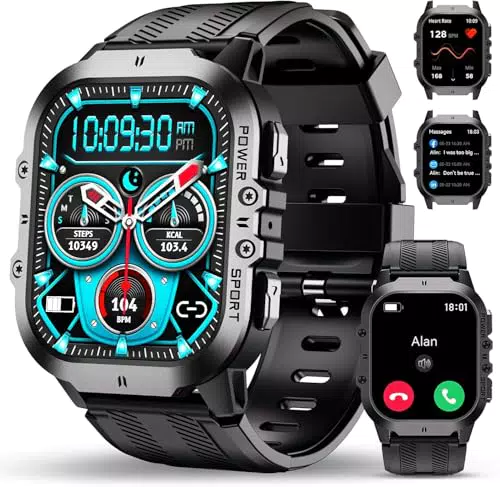 OUKITEL Smartwatch für Herren - Militär Fitness Uhr, Wasserdicht, 120+ Sportmodi