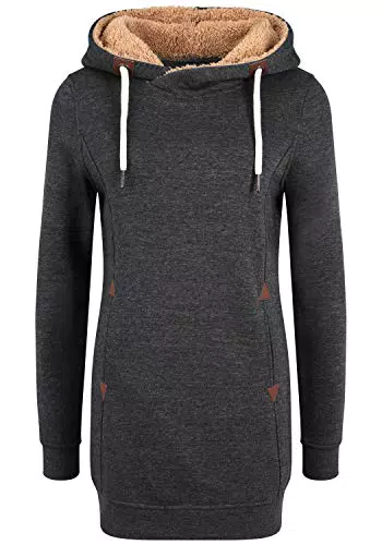 OXMO Vicky Hood Long Damen Kapuzenpullover Hoodie Pullover mit Kapuze