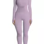 OYIGELZ Yoga Jumpsuit Damen, Einteilig, Langarm, Sportlicher Trainingsanzug