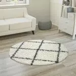 Paco Home Hochflor Teppich Shaggy Rautenmuster für Wohnzimmer und Schlafzimmer
