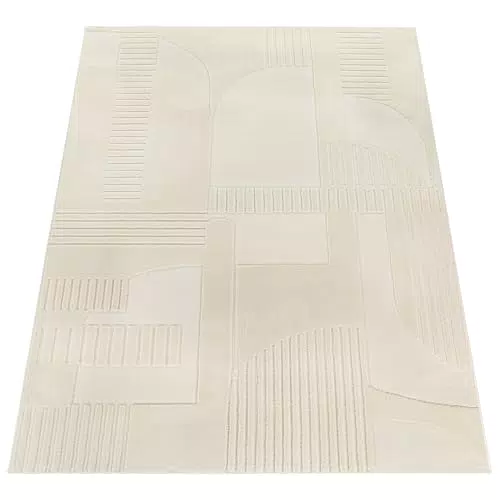 Paco Home Moderner Kurzflor Wohnzimmerteppich mit 3D Muster für Schlafzimmer