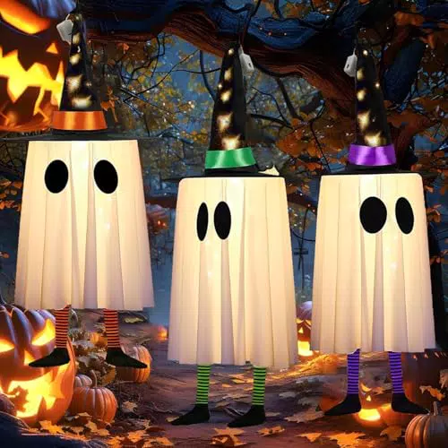 Pipihome Halloween Deko Geister mit LED Beleuchtung für Garten und Party
