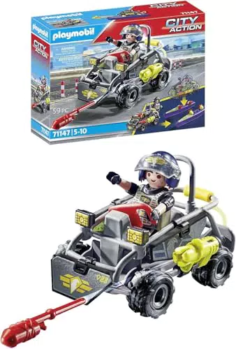 PLAYMOBIL City Action 71147 SWAT-Multi-Terrain-Quad mit SEK Speedboot für Kinder