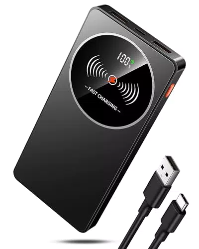 Zuverlässige Power Bank 10000mAh - Slim und stark mit USB C und 3 Ports für iPhone und Android