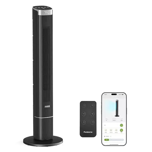 Pureborne Ventilator mit Fernbedienung und WLAN, 90° Oszillation, Timer, 4 Modi