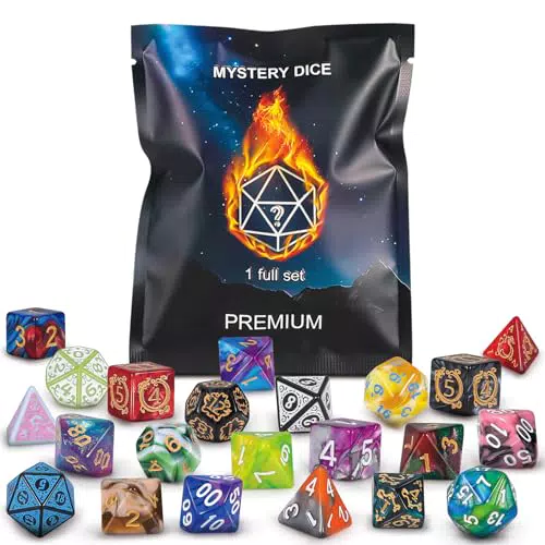 QMAY Mystery Würfel – Set mit 7 polyedrischen Gaming Würfeln für DND und RPG