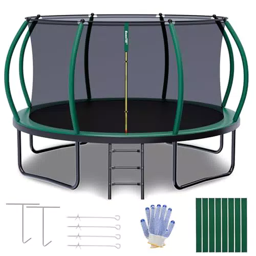SAIBERTAN Trampolin Outdoor mit Sicherheitsnetz und Leiter für Kinder