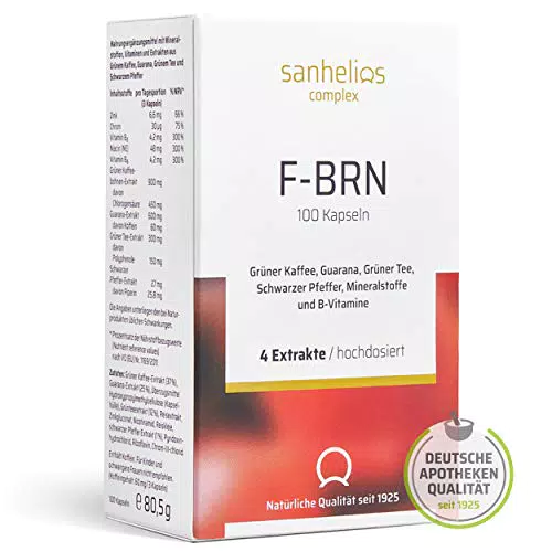 Sanhelios F-BRN Komplex Kapseln mit Grünem Tee, Guarana & Zink - Vegan